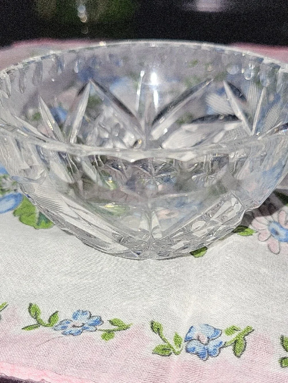Vintage Floral Cotton Handkerchief in Pink Blue AND STAR OF DAVID TRINKET DISH